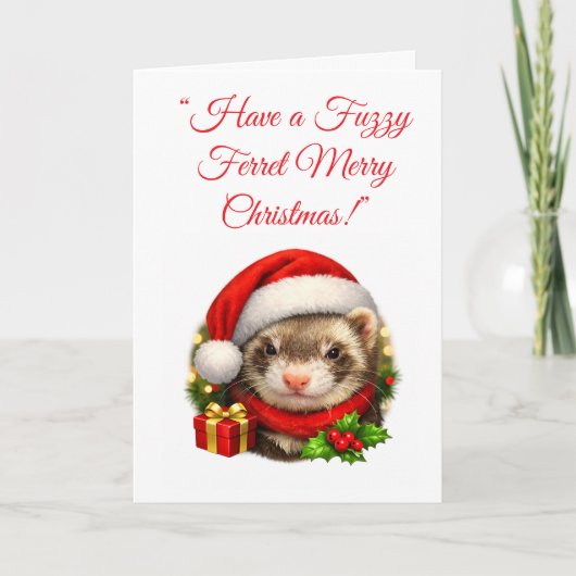Santa Frettchen Weihnachtskarte Karte (Vorderseite)