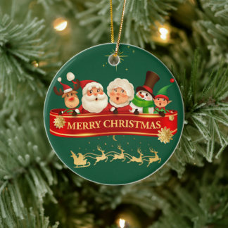 Santa & Freunde Klassischer Weihnachtsbaumschmuck Keramik Ornament