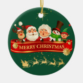 Santa & Freunde Klassischer Weihnachtsbaumschmuck Keramik Ornament (Vorne)