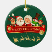 Santa & Freunde Klassischer Weihnachtsbaumschmuck Keramik Ornament (Hinten)