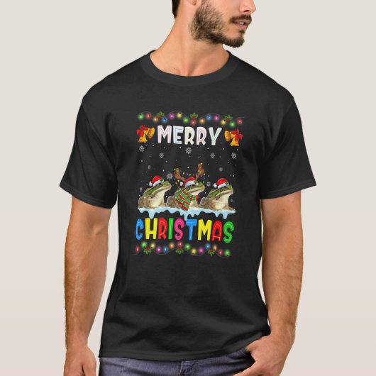 Santa Frog Animals Merry Christmas Pajama T-Shirt (Vorderseite)
