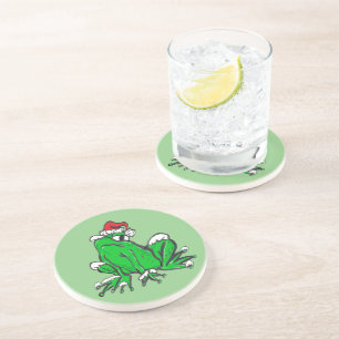 Santa Frog Cartoon Cust BC Coaster Getränkeuntersetzer