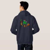 Santa Frog Cartoon Merry X-Mas Blue Hoodie (Schwarz voll)