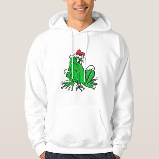 Santa Frog Cartoon Merry X-Mas Hoodie (Vorderseite)