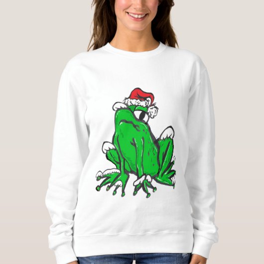 Santa Frog Cartoon Merry X-Mas Sweater Sweatshirt (Vorderseite)