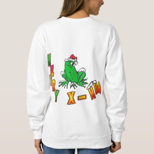 Santa Frog Cartoon Merry X-Mas Sweater Sweatshirt (Rückseite)