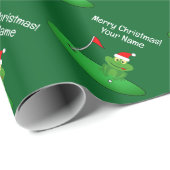 Santa frog cartoon on golf course funny Christmas Geschenkpapier (Rolleneckpunkt)