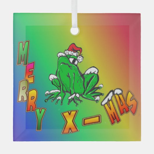 Santa Frog Frory Weihnachtsglas Ornament (Vorderseite)