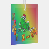 Santa Frog Frory Weihnachtsglas Ornament (Vorderseite Rechts)
