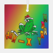 Santa Frog Frory Weihnachtsglas Ornament (Rückseite)