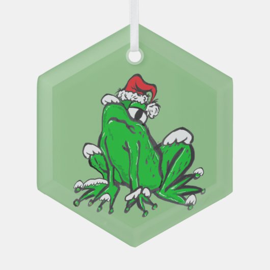 Santa Frog Glass Ornament (Vorderseite)