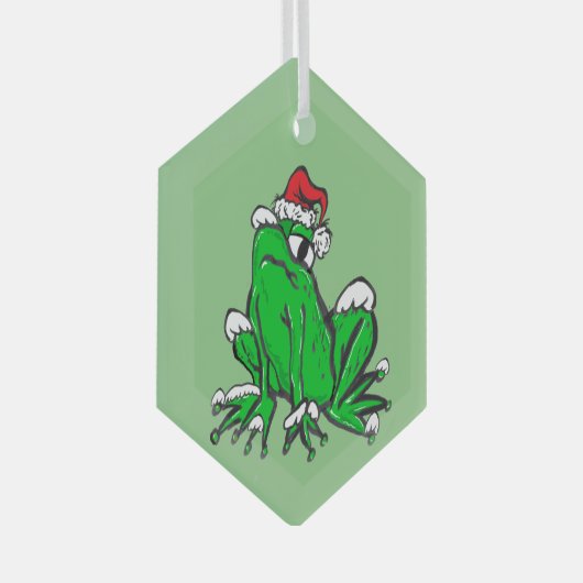 Santa Frog Glass Ornament (Vorderseite Rechts)