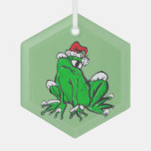 Santa Frog Glass Ornament Aus Glas (Vorderseite)