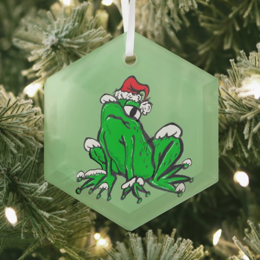 Santa Frog Glass Ornament Aus Glas (Insitu)