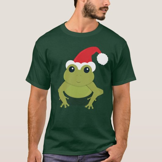 Santa Frog Green Christmas T-Shirt (Vorderseite)