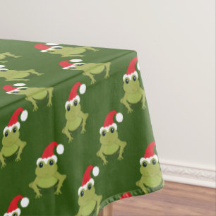 Santa Frog Green Christmas Tischdecke