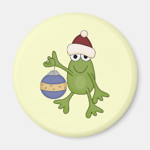 Santa Frog mit Ziertrampen und Geschenken Magnet