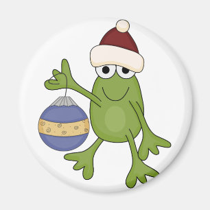 Santa Frog mit Ziertrampen und Geschenken Magnet