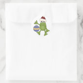 Santa Frog mit Ziertrampen und Geschenken Runder Aufkleber (Tasche)