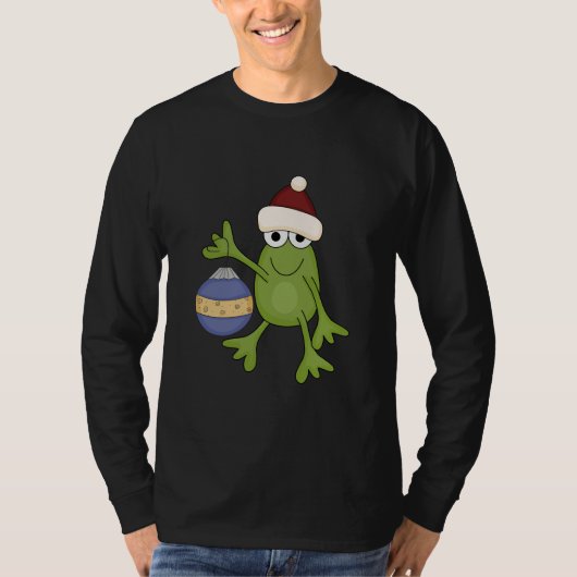 Santa Frog mit Ziertrampen und Geschenken T-Shirt (Vorderseite)