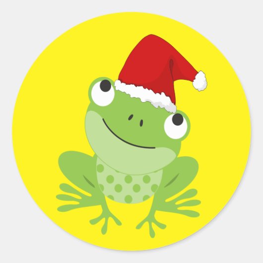 Santa Frog Runder Aufkleber (Vorderseite)