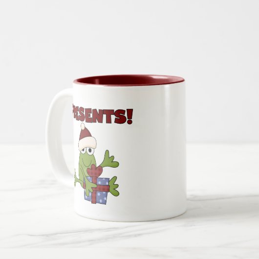 Santa Frog Tshirts und Geschenke Zweifarbige Tasse (Vorderseite Links)