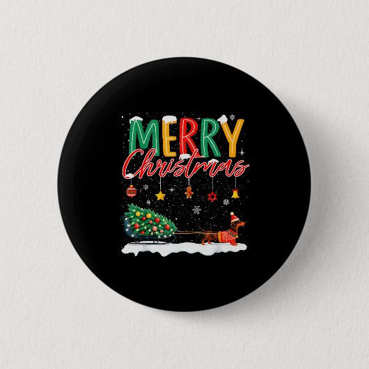 Santa Frohe Weihnachten Dachshund Schlitten Hunde Button (Vorderseite)