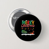 Santa Frohe Weihnachten Dachshund Schlitten Hunde Button (Vorne & Hinten)