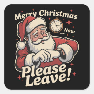 Santa Frohe Weihnachten Jetzt Bitte Verlassen Sark Quadratischer Aufkleber