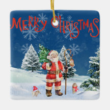 Santa Frohe Weihnachten Ornament