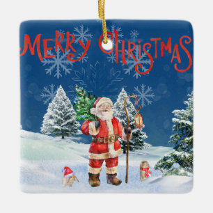 Santa Frohe Weihnachten Ornament