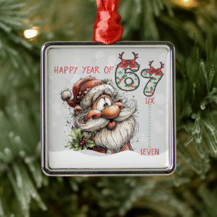 Santa Frohes Jahr Sechs Sieben Weihnachtsbaumschmu Ornament Aus Metall