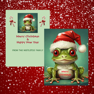 Santa Frosch | Whimsicaler grüner Amphibien-Weihna Feiertagskarte