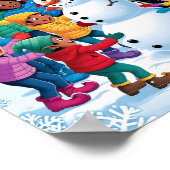 Santa & Frosty Friends Whimsical Art Poster (Ecke)