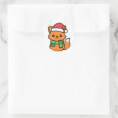 Santa Fuchs mit Schal Runder Aufkleber (Tasche)