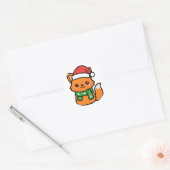 Santa Fuchs mit Schal Runder Aufkleber (Umschlag)