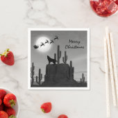 Santa Full Moon Wolf Wüste Südwestliche Weihnachte Serviette (Beispiel)