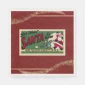 Santa Funny Retro Glitzer Red Naughty/Nice Paper Serviette (Vorderseite)