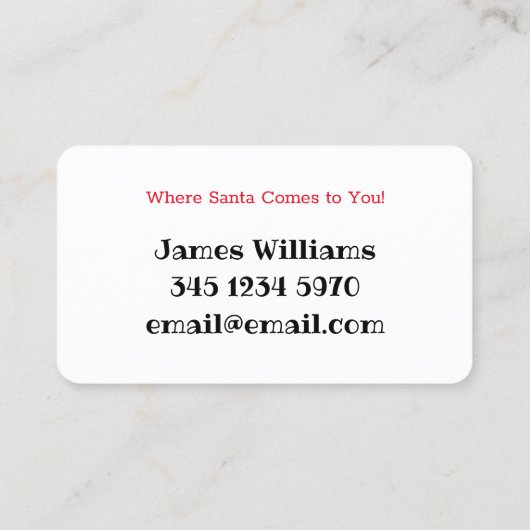 Santa für Vermietung Visitenkarte (Rückseite)