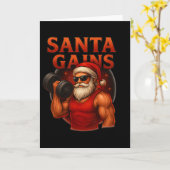 Santa Gains Funny Christmas Workout Design Karte (Gelbe Blume)