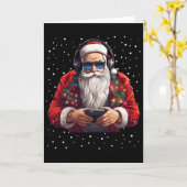 Santa Gaming Video Gamer Game Controller Xmas Snow Karte (Gelbe Blume)