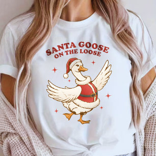 Santa Gans auf freiem Fuß – Weihnachtsgans T-Shirt