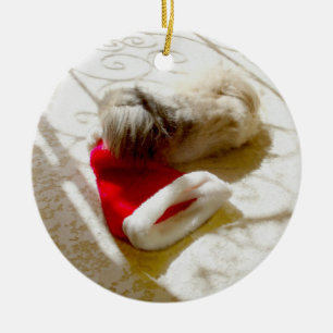 Santa gefangen keramik ornament