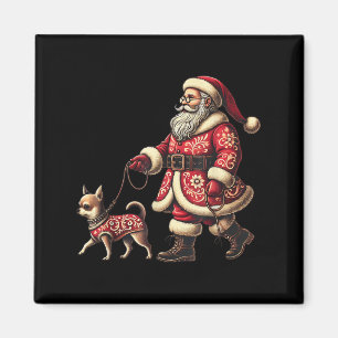 Santa gehender Chihuahua Weihnachten Hunde Liebhab Magnet