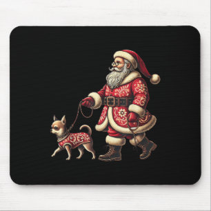 Santa gehender Chihuahua Weihnachten Hunde Liebhab Mousepad
