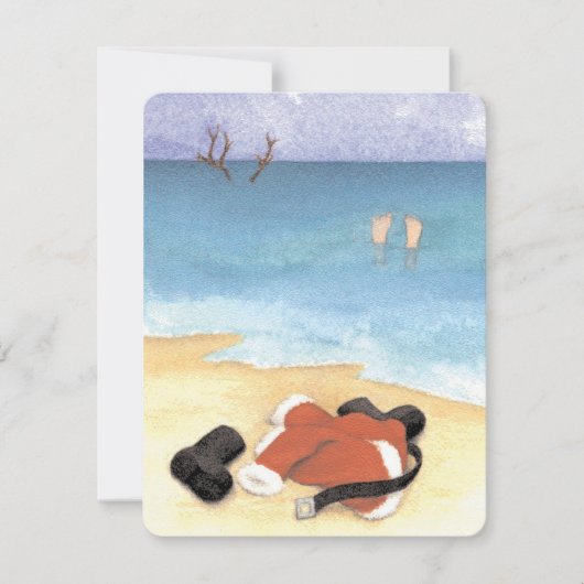 Santa geht schwimmen  feiertagskarte (Vorderseite)