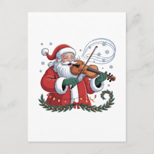 Santa Geiger Spieler Violinist Weihnachtsmusik Xma Ankündigungspostkarte