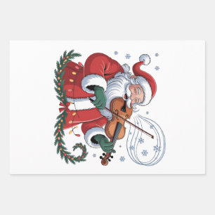 Santa Geiger Spieler Violinist Weihnachtsmusik Xma Geschenkpapier Set