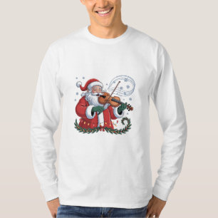 Santa Geiger Spieler Violinist Weihnachtsmusik Xma T-Shirt