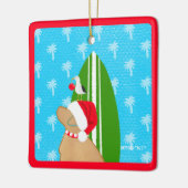 Santa Gelbe Labrador Surfboard Hunde Weihnachtssch Keramikornament (Links)